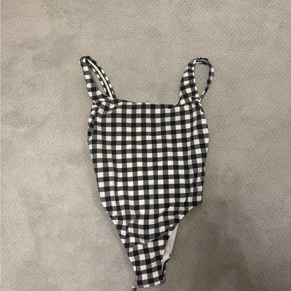 J. Crew Black and White Checkered One Piece Swimsuit